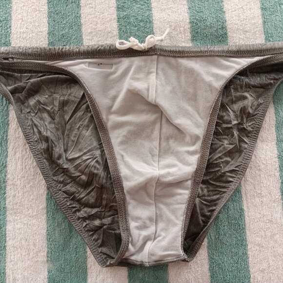 VINTAGE 1" HOM SWIM BRIEF, (*) 34", SILVER-GRAY CRINKLED PATTERN (Pre-Owned) - Picture 6 of 8
